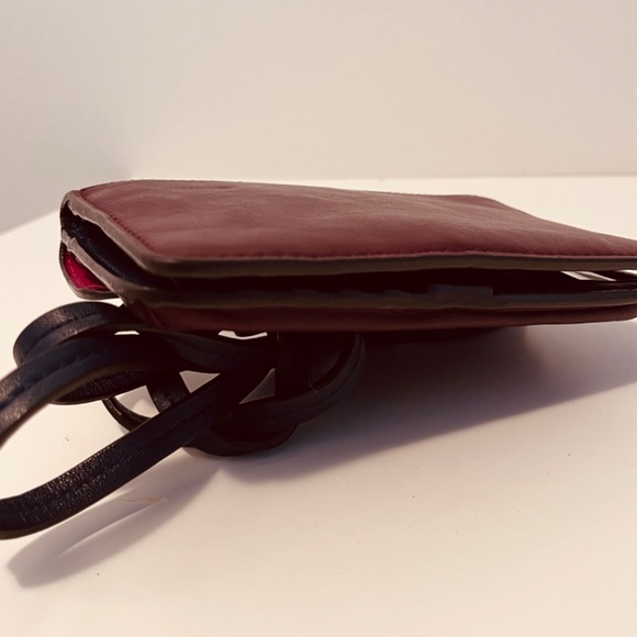 Coach Crossbody Wallet Over the Shoulder Purse Mini Bag Leather Burgundy Fuchsia - Picture 16 of 16